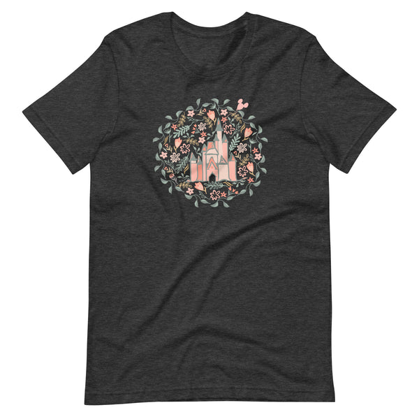 Cinderella's Castle Garden T-Shirt Floral Spring Disney Short-Sleeve Unisex T-Shirt
