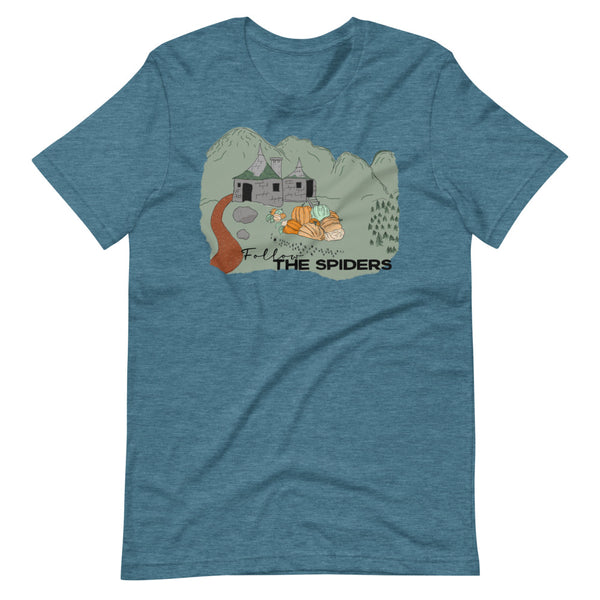 Follow the Spiders T-Shirt Vintage Pumpkin Patch Gameskeeper Hut Fall T-Shirt