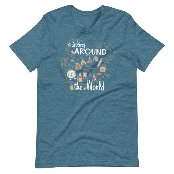 Drinking Around the World T-shirt Disney Shirt EPCOT World Showcase Map Food and Wine T-Shirt