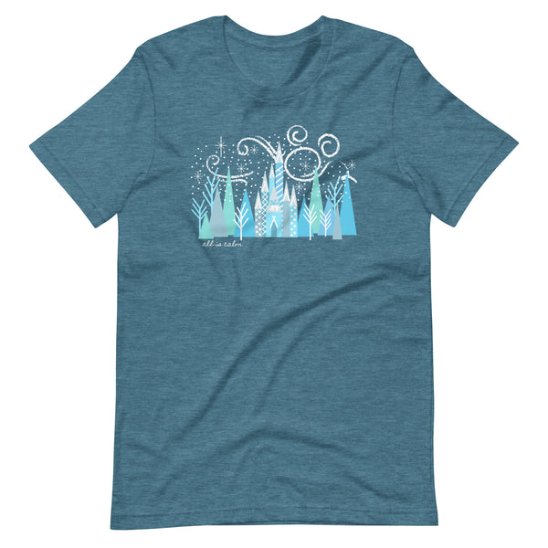 Disney Christmas Castle All is Calm T-Shirt Hidden Mickey Christmas T-Shirt