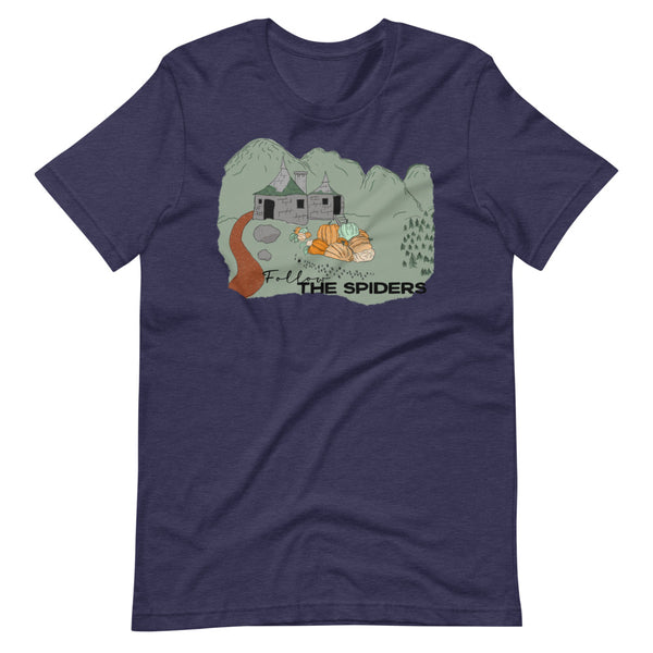 Follow the Spiders T-Shirt Vintage Pumpkin Patch Gameskeeper Hut Fall T-Shirt