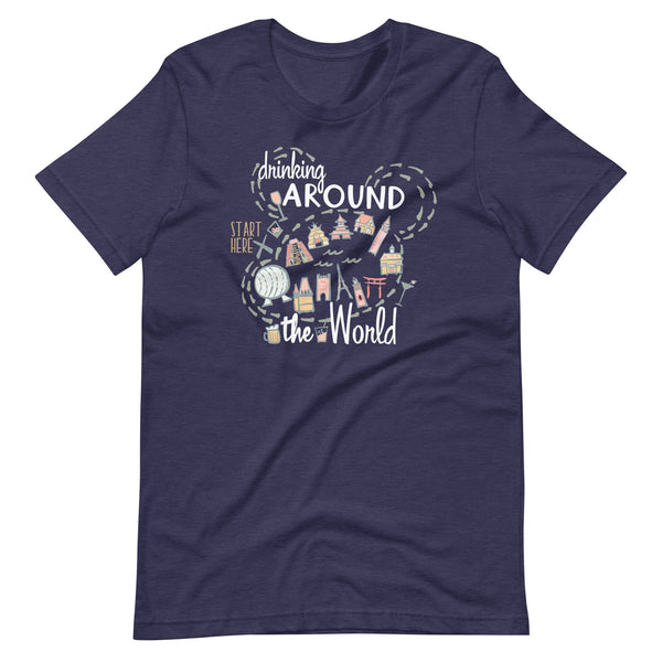 Drinking Around the World T-shirt Disney Shirt EPCOT World Showcase Map Food and Wine T-Shirt