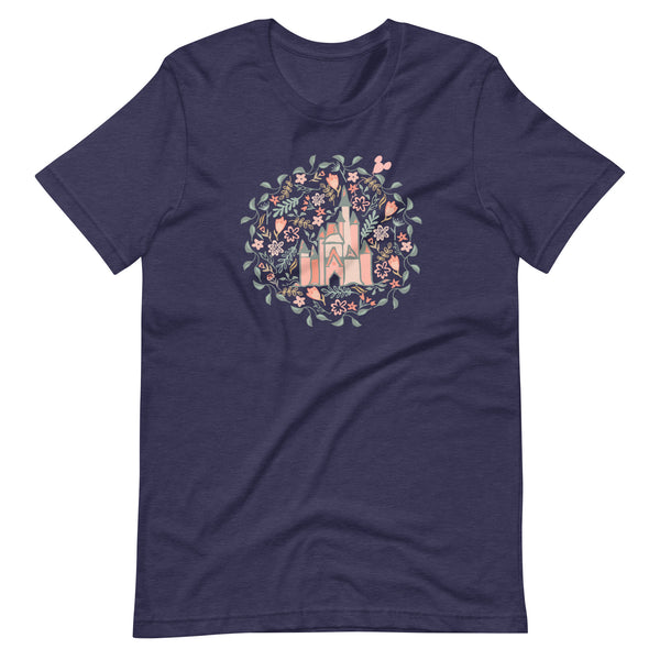 Cinderella's Castle Garden T-Shirt Floral Spring Disney Short-Sleeve Unisex T-Shirt