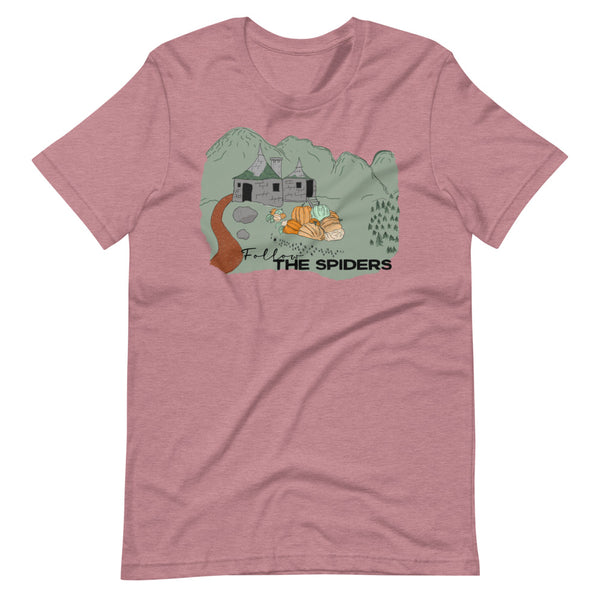 Follow the Spiders T-Shirt Vintage Pumpkin Patch Gameskeeper Hut Fall T-Shirt
