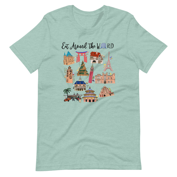Epcot Around the World T-Shirt Disney Food and Wine Festival Eat Around the World Showcase T-Shirt