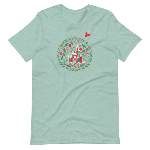 Cinderella's Castle Christmas T-Shirt Christmas Garden Disney Holiday T-Shirt