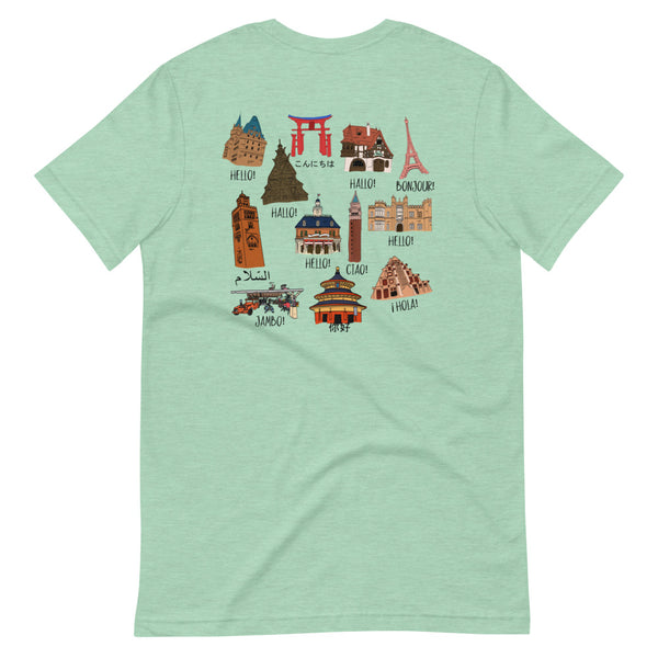 Epcot World Showcase Hello World Spaceship Earth Front and Back design Short-Sleeve Unisex T-Shirt