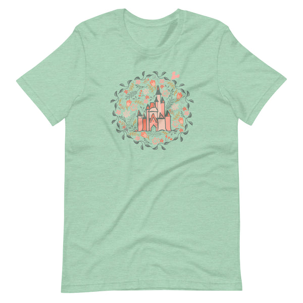 Cinderella's Castle Garden T-Shirt Floral Spring Disney Short-Sleeve Unisex T-Shirt