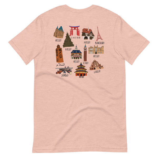 Epcot World Showcase Hello World Spaceship Earth Front and Back design Short-Sleeve Unisex T-Shirt