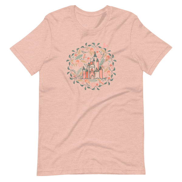 Cinderella's Castle Garden T-Shirt Floral Spring Disney Short-Sleeve Unisex T-Shirt