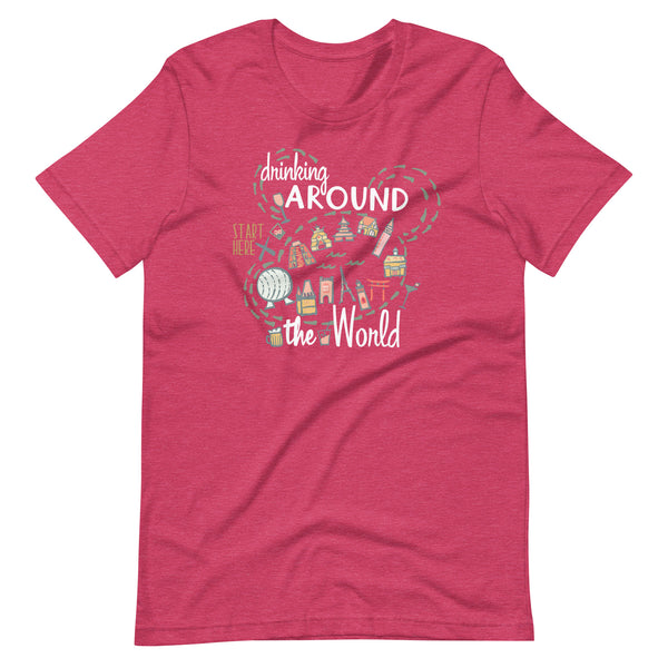 Drinking Around the World T-shirt Disney Shirt EPCOT World Showcase Map Food and Wine T-Shirt