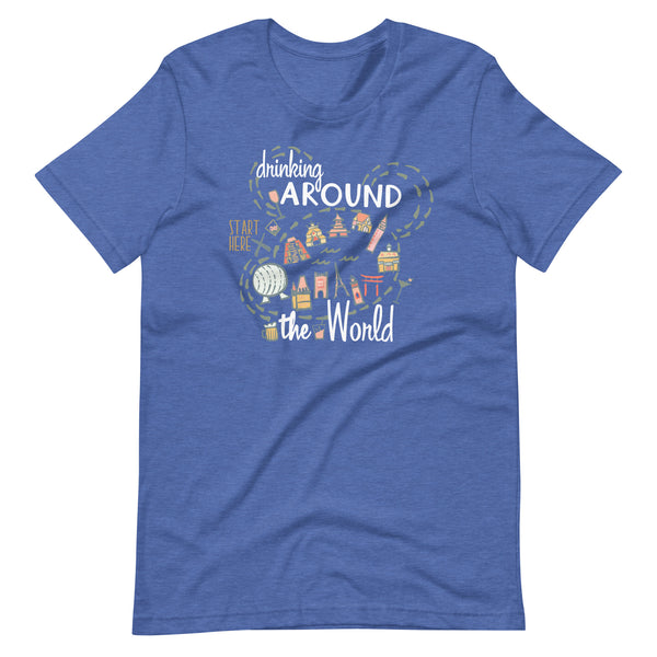 Drinking Around the World T-shirt Disney Shirt EPCOT World Showcase Map Food and Wine T-Shirt
