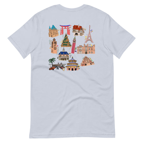 Epcot Around the World T-Shirt Disney Food and Wine Festival Eat Around the World Showcase 2-Sided T-Shirt