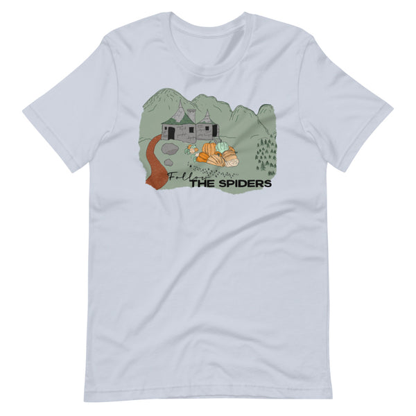 Follow the Spiders T-Shirt Vintage Pumpkin Patch Gameskeeper Hut Fall T-Shirt