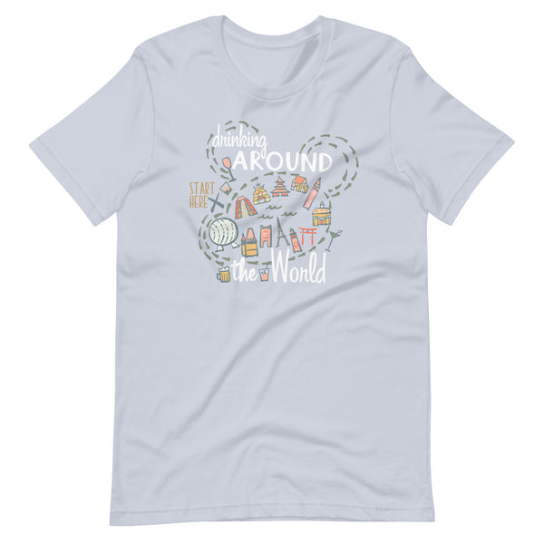 Drinking Around the World T-shirt Disney Shirt EPCOT World Showcase Map Food and Wine T-Shirt