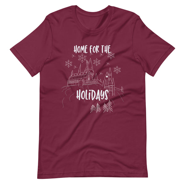 Home for the Holidays T-shirt Magical Christmas Castle Holiday Snowfall T-Shirt