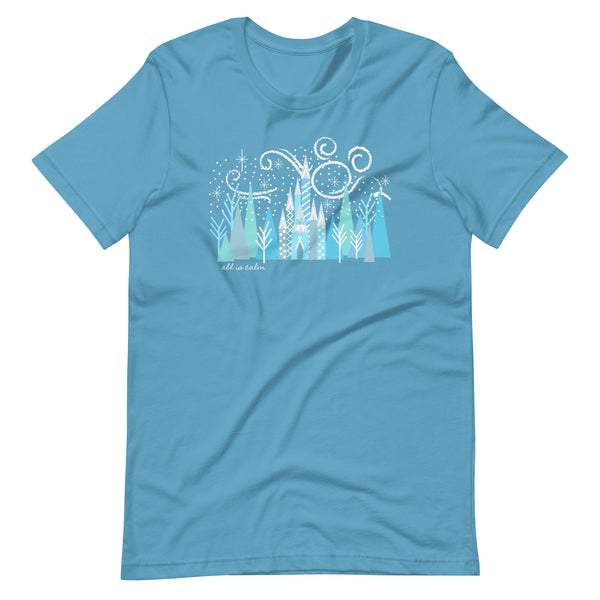 Disney Christmas Castle All is Calm T-Shirt Hidden Mickey Christmas T-Shirt