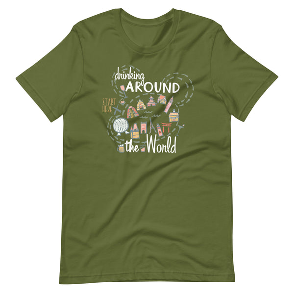 Drinking Around the World T-shirt Disney Shirt EPCOT World Showcase Map Food and Wine T-Shirt