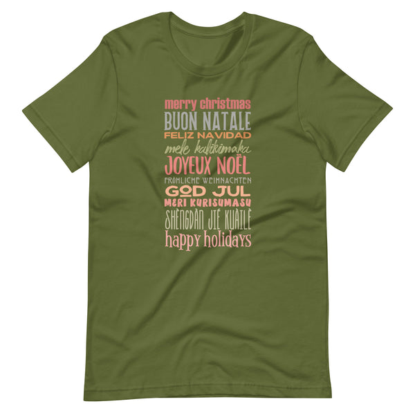 Christmas Greetings T-Shirt World Showcase Disney Shirt Many Languages EPCOT Word T-Shirt