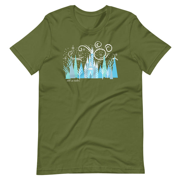 Disney Christmas Castle All is Calm T-Shirt Hidden Mickey Christmas T-Shirt