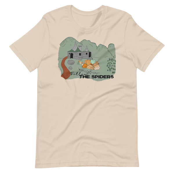 Follow the Spiders T-Shirt Vintage Pumpkin Patch Gameskeeper Hut Fall T-Shirt