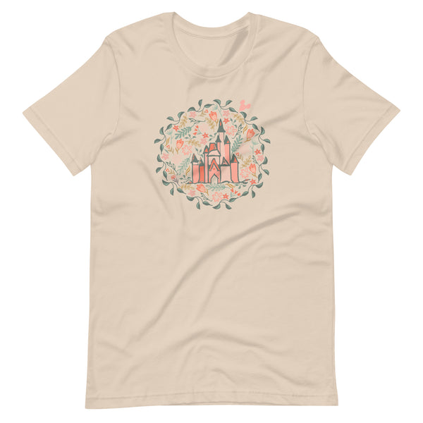 Cinderella's Castle Garden T-Shirt Floral Spring Disney Short-Sleeve Unisex T-Shirt