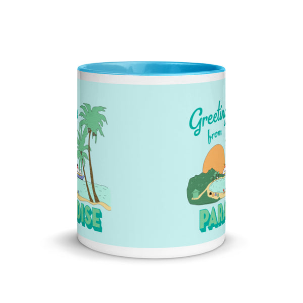 Disney Cruise Castaway Greetings from Paradise Mug Castaway Cay Mug with Turquoise Color Inside