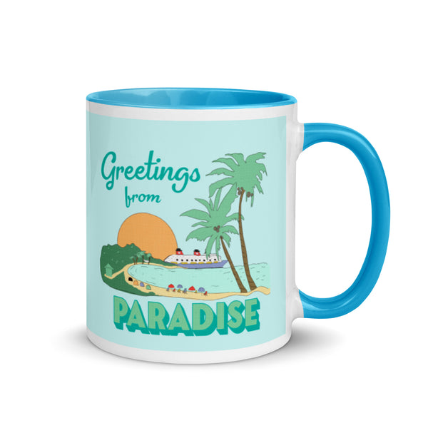 Disney Cruise Castaway Greetings from Paradise Mug Castaway Cay Mug with Turquoise Color Inside