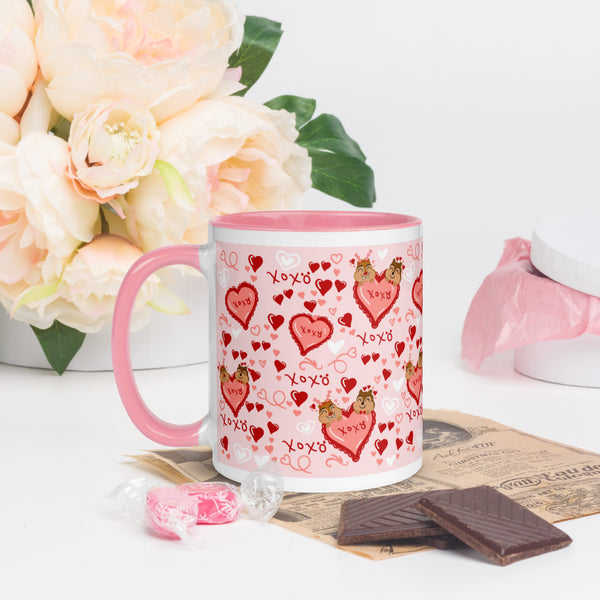 Chip and Dale Valentine's Day Coffee Cup Love Disney Mug with Color Inside