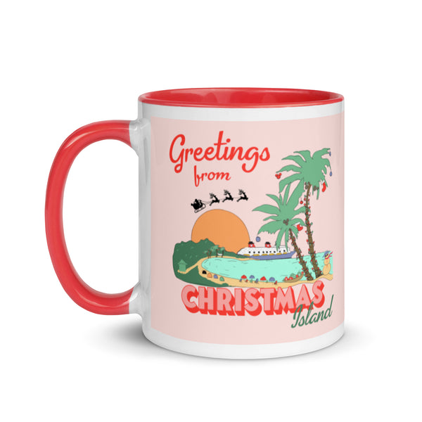 Castaway Cay Christmas Island Disney Cruise Disney Christmas Mug with Red Color Inside