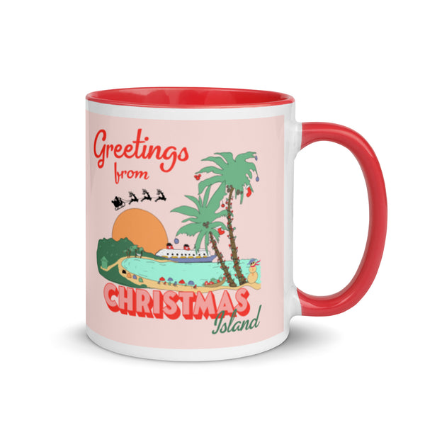 Castaway Cay Christmas Island Disney Cruise Disney Christmas Mug with Red Color Inside