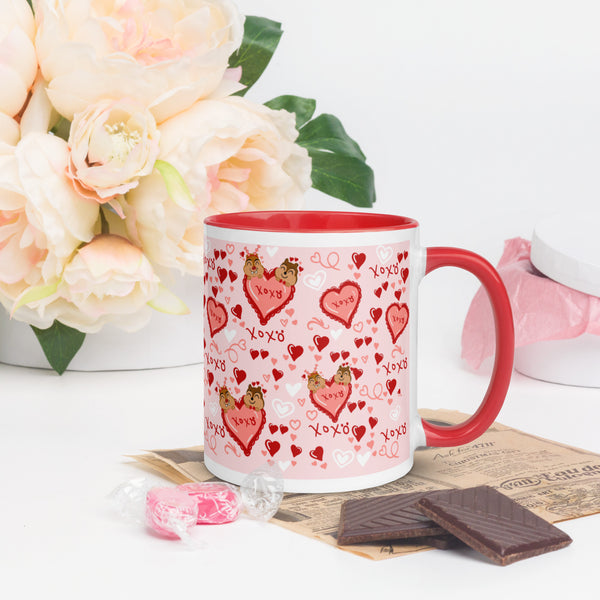 Chip and Dale Valentine's Day Coffee Cup Love Disney Mug with Color Inside