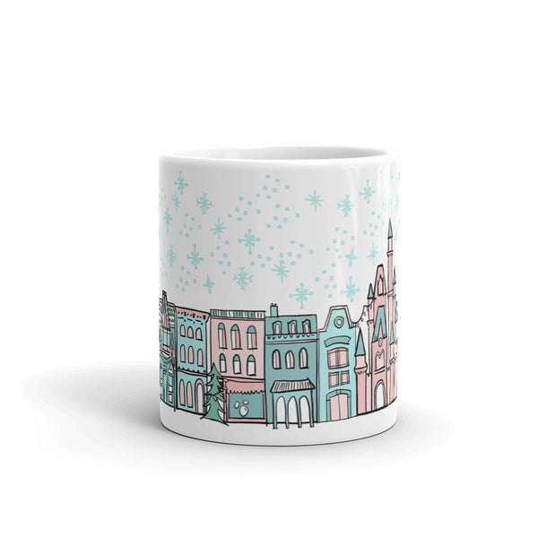 Christmas on Main Street Disney Christmas White glossy mug