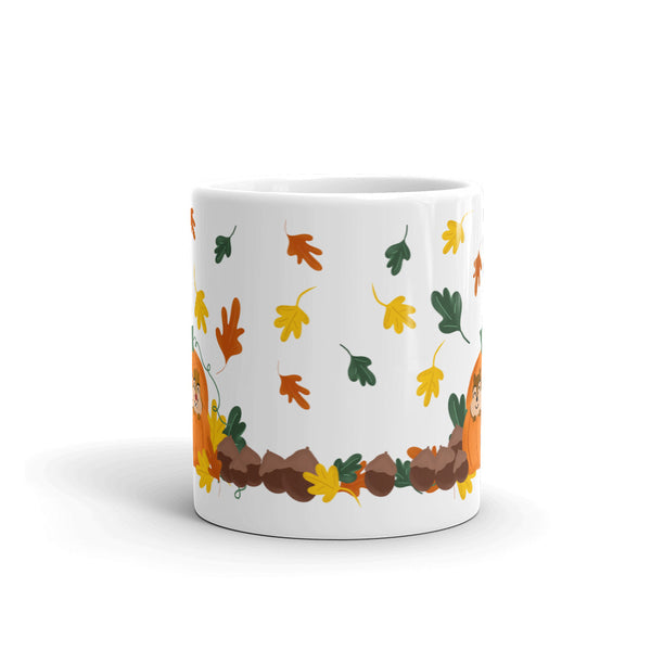 Chip and Dale Fall Pumpkin Disney Halloween White glossy mug