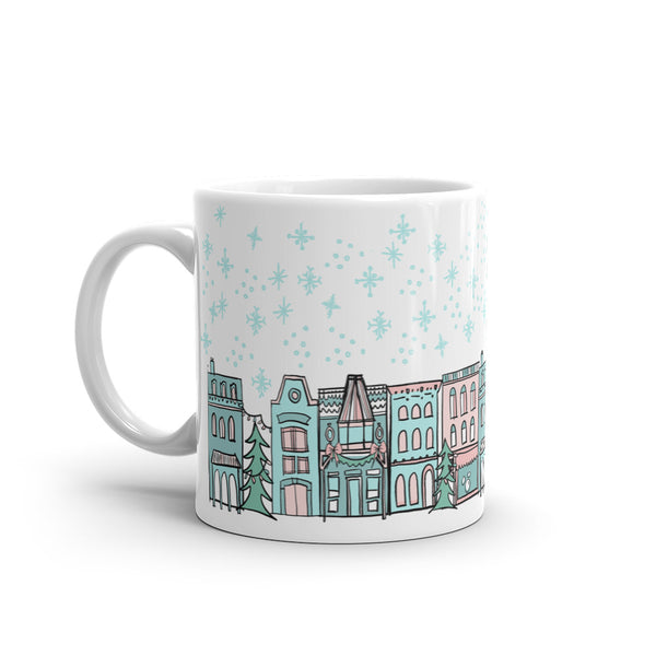 Christmas on Main Street Disney Christmas White glossy mug