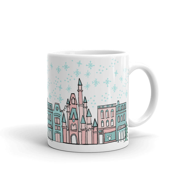 Christmas on Main Street Disney Christmas White glossy mug