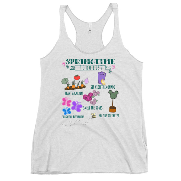 Disney Flower and Garden Springtime To Do List Women's Racerback Tank