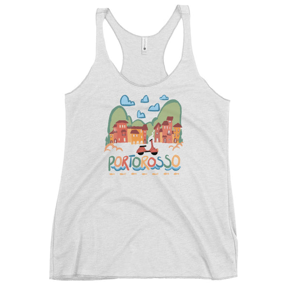 Portorosso Tank Top Luca Landscape with Vespa Disney Pixar Racerback Tank