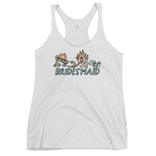 Disney Wedding Bridesmaid Tank Top Cinderella Castle and Carriage Disney Bridesmaid Women's Racerback Tank