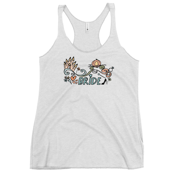 Disney Wedding Bride Tank Top Cinderella Castle and Carriage Disney Bride Women's Racerback Tank