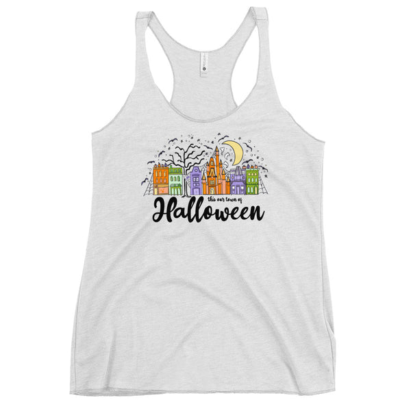 Main Street Halloween Tank Top Disney Halloween Shirt This our Town Women's Racerback Tank