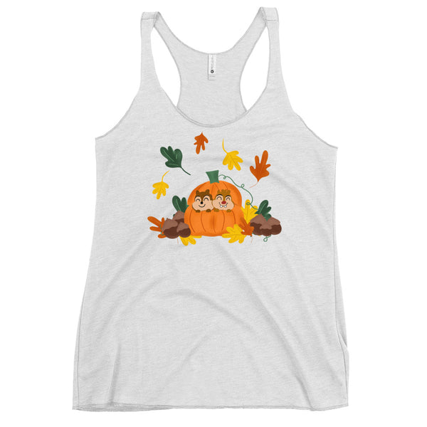 Chip and Dale Fall Pumpkin Disney Halloween Women's Racerback Tank