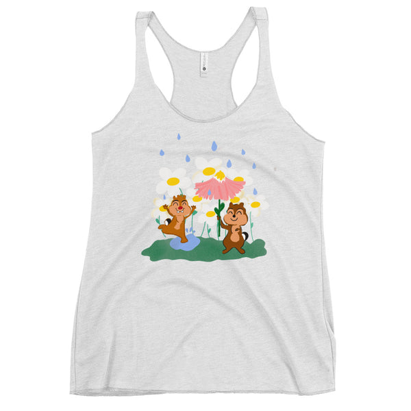 Chip and Dale Spring Rain Flower and Garden Tank Top Disney Women's Racerback Tank