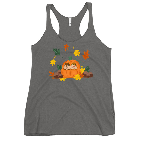 Chip and Dale Fall Pumpkin Disney Halloween Women's Racerback Tank