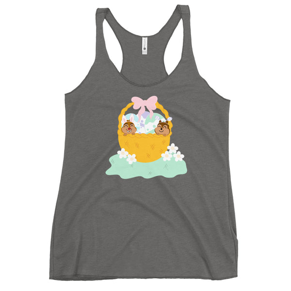 Chip and Dale Disney Easter Basket Spring Flowers Women's Racerback Tank