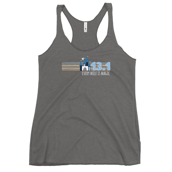 runDisney Every Mile is Magic Disney Castle Running 13.1 Miles half marathon Women's Racerback Tank