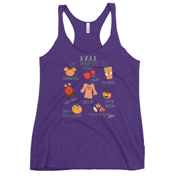 Fall To Do List Mickey Pumpkin Disney Halloween Women's Racerback Tank