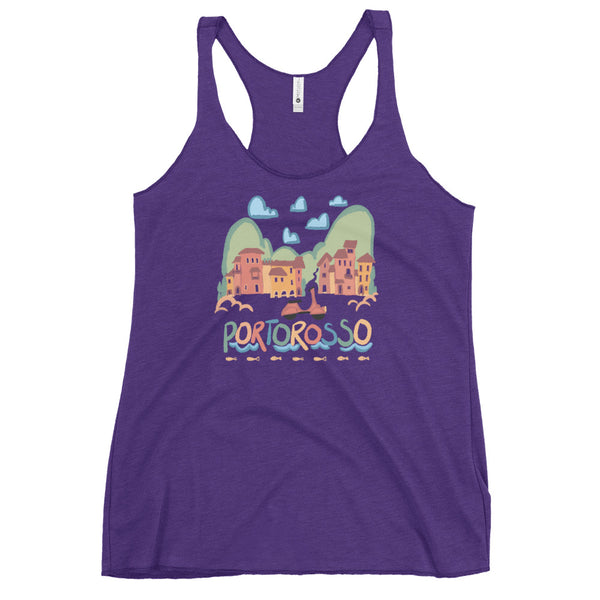 Portorosso Tank Top Luca Landscape with Vespa Disney Pixar Racerback Tank