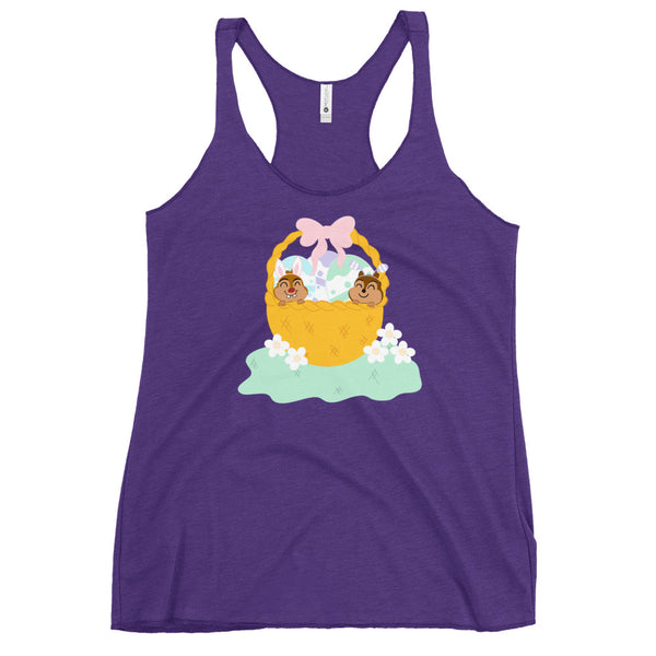 Chip and Dale Disney Easter Basket Spring Flowers Women's Racerback Tank