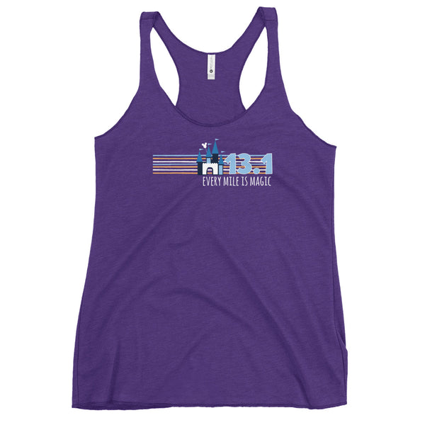 runDisney Every Mile is Magic Disney Castle Running 13.1 Miles half marathon Women's Racerback Tank